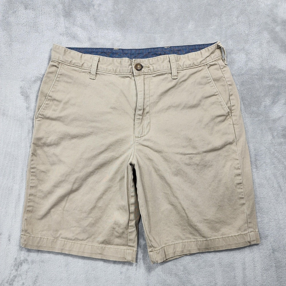 George Shorts Mens 30 Beige Stretch Chino Flat Front 9 Inseam Casual Summer